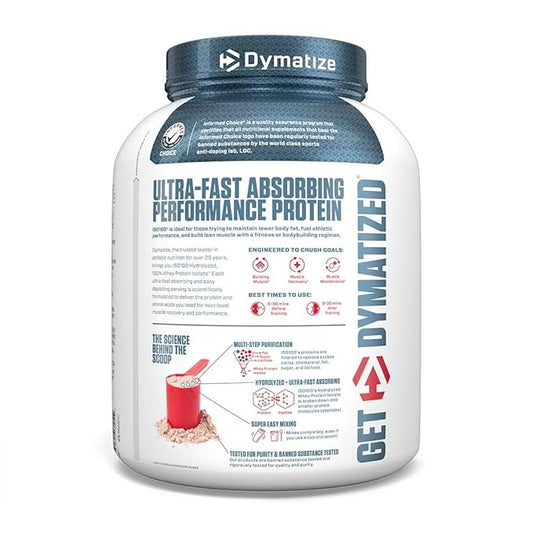 Dymatize Nutrition ISO100 Hydrolyzed Whey Protein Isolate | Fast-Digesting | Muscle Recovery Formula with Amino Acids | Low Sugar & Fat | 5 lbs