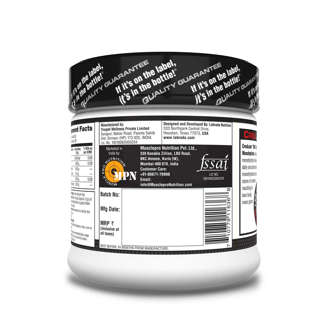 crealean strength creatine powder (Post Workout, Sustain longer workout, Muscle Repair & Recovery, 3g Creatine Monohydrate)