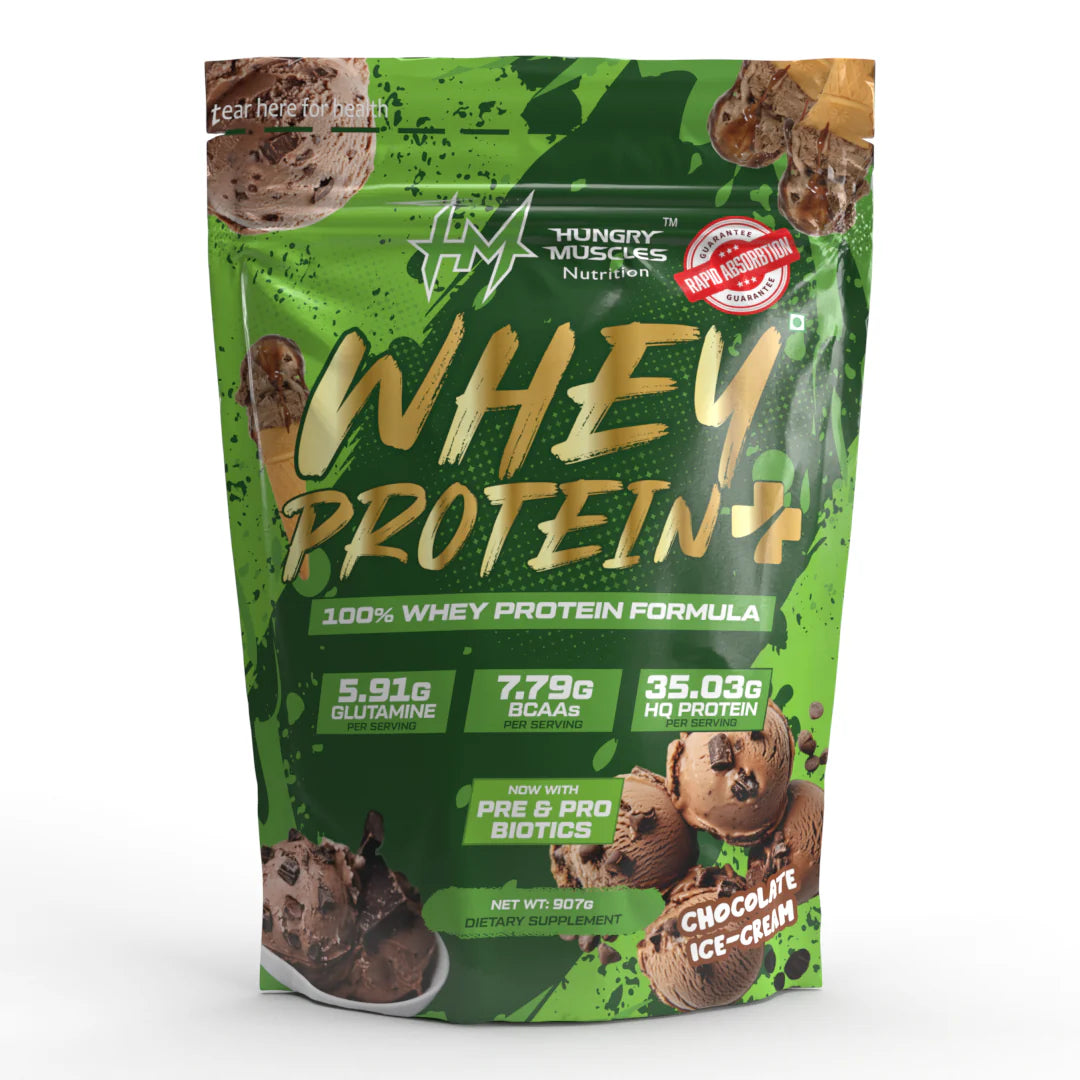Hungry Muscles | Whey Protein+ Protein Powder | 35.03g Protein, 7.79g Bcaa's, 5.91g Glutamine  ;
