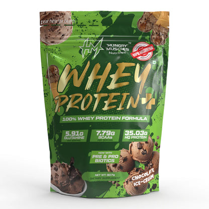 Hungry Muscles | Whey Protein+ Protein Powder | 35.03g Protein, 7.79g Bcaa's, 5.91g Glutamine  ;