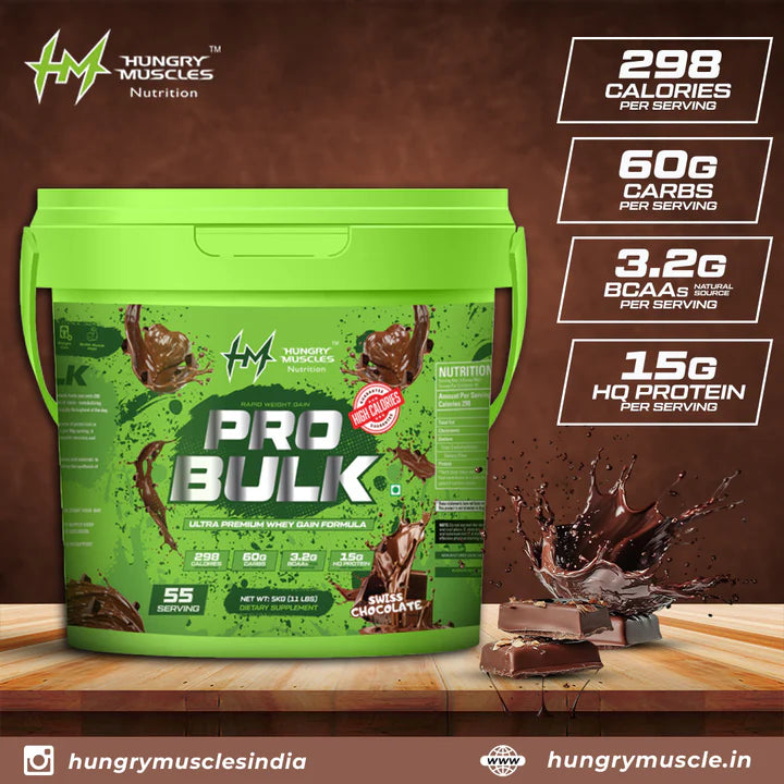 Hungry Muscles | Pro Bulk - Weight Gainer, Healthy Body Gains|Reduces Muscle Breakdown|Increases Energy & Endurance