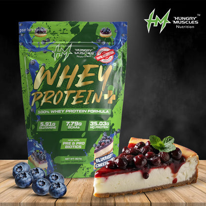 Hungry Muscles | Whey Protein+ Protein Powder | 35.03g Protein, 7.79g Bcaa's, 5.91g Glutamine  ;