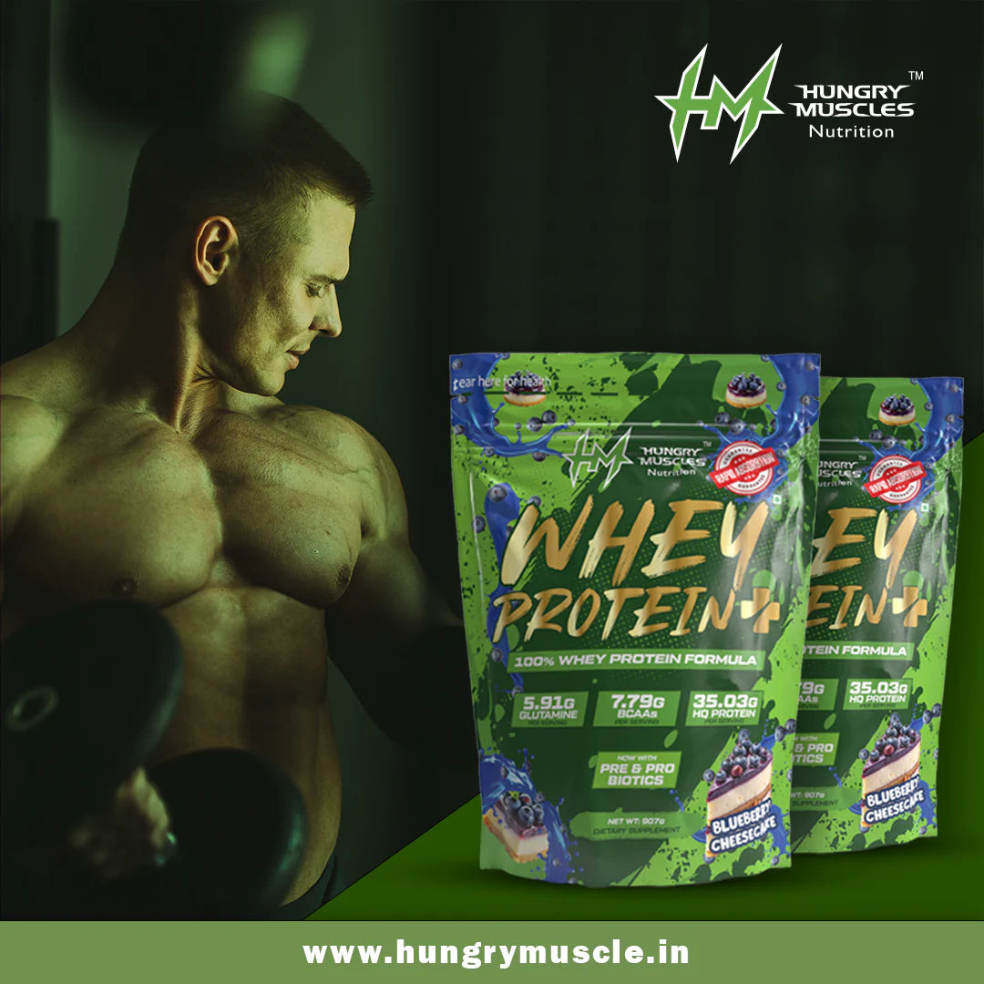 Hungry Muscles | Whey Protein+ Protein Powder | 35.03g Protein, 7.79g Bcaa's, 5.91g Glutamine  ;