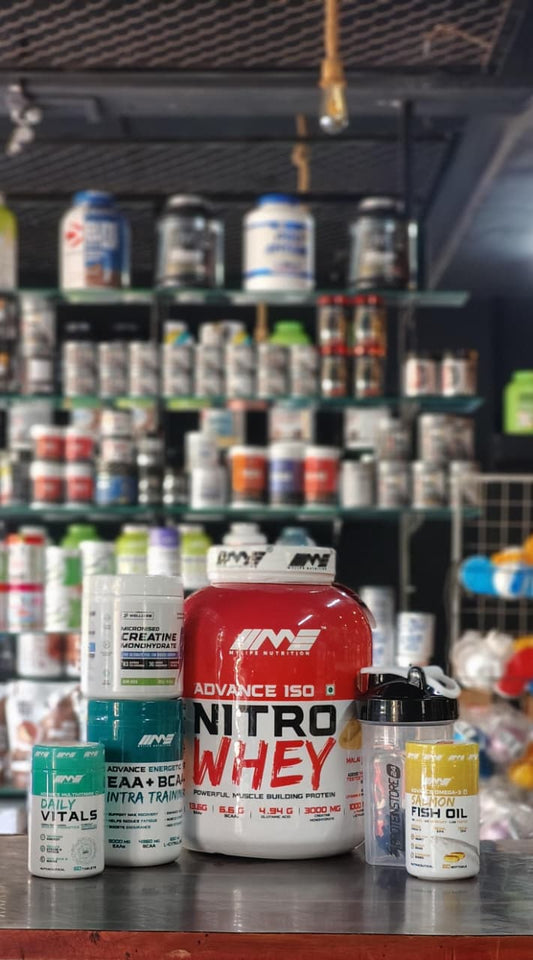 Advance 150 Nitro Whey Ultimate Fitness Combo – Whey + Creatine + EAA BCAA + Fish Oil + Multivitamin + Shaker
