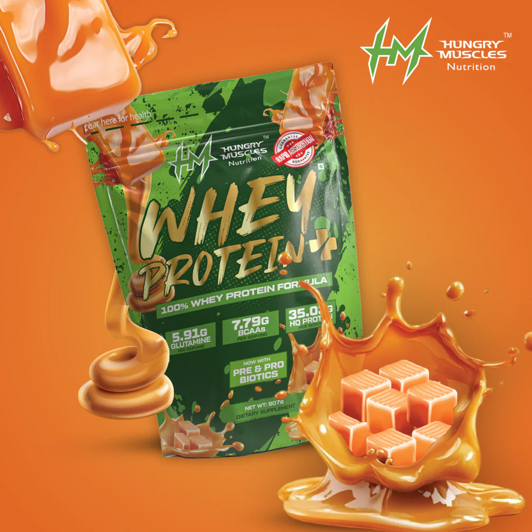 Hungry Muscles | Whey Protein+ Protein Powder | 35.03g Protein, 7.79g Bcaa's, 5.91g Glutamine  ;