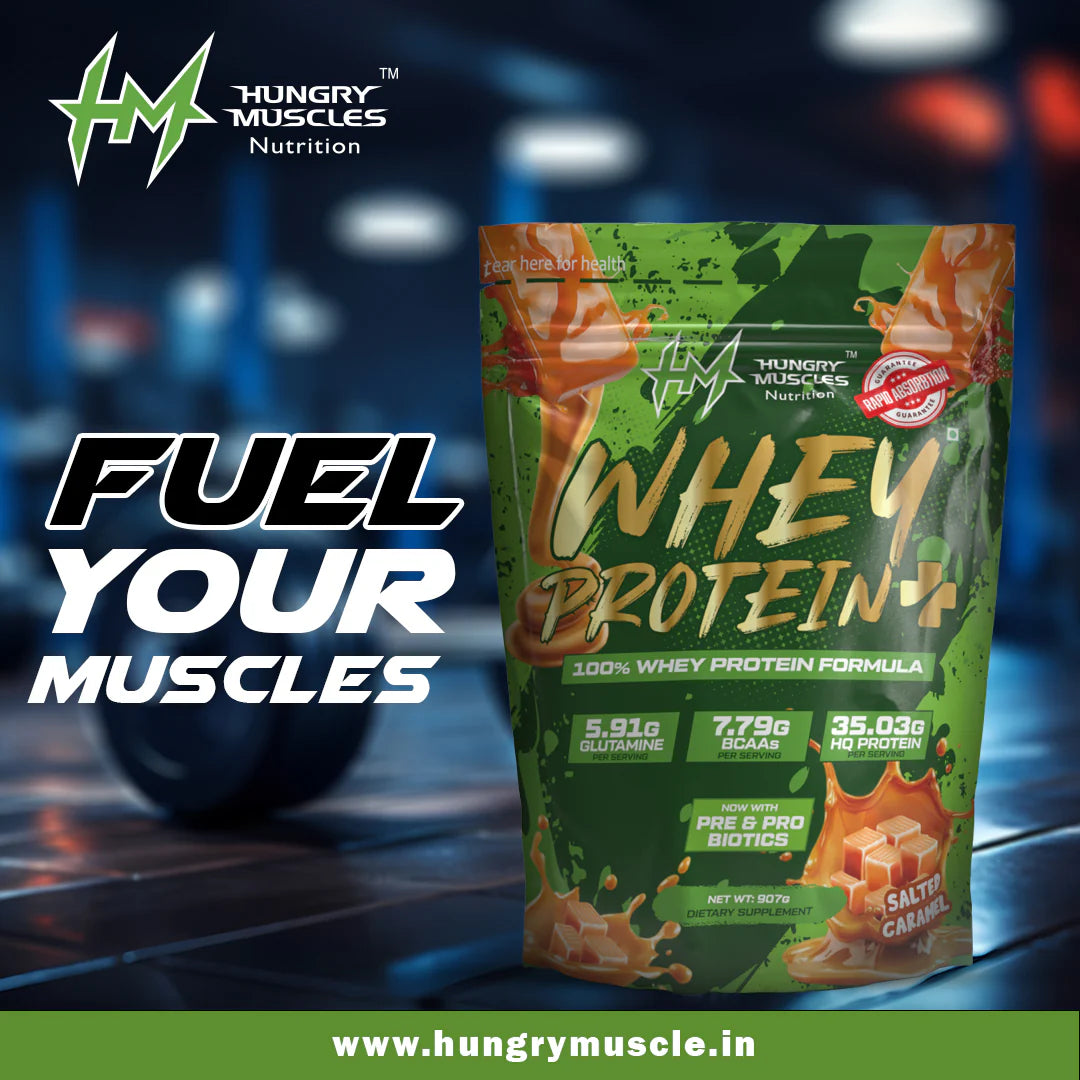 Hungry Muscles | Whey Protein+ Protein Powder | 35.03g Protein, 7.79g Bcaa's, 5.91g Glutamine  ;