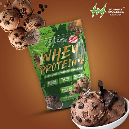 Hungry Muscles | Whey Protein+ Protein Powder | 35.03g Protein, 7.79g Bcaa's, 5.91g Glutamine  ;