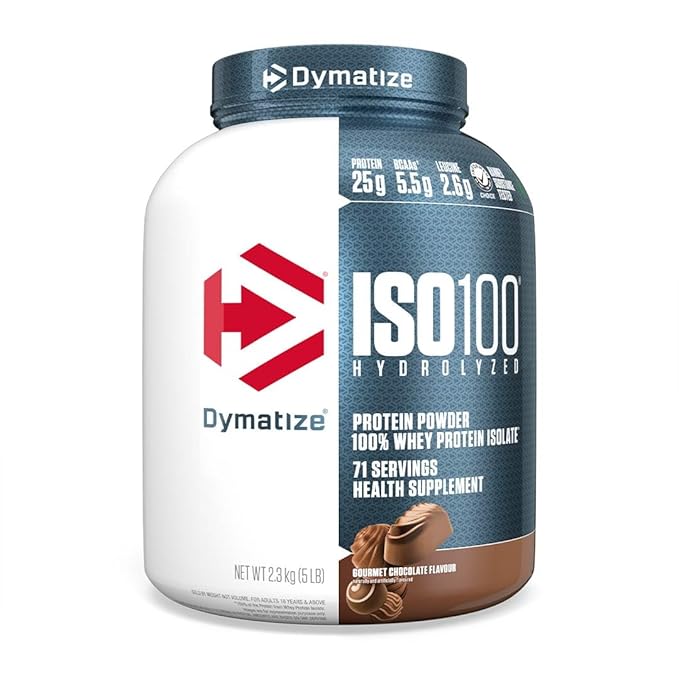 Dymatize Nutrition ISO100 Hydrolyzed Whey Protein Isolate | Fast-Digesting | Muscle Recovery Formula with Amino Acids | Low Sugar & Fat | 5 lbs