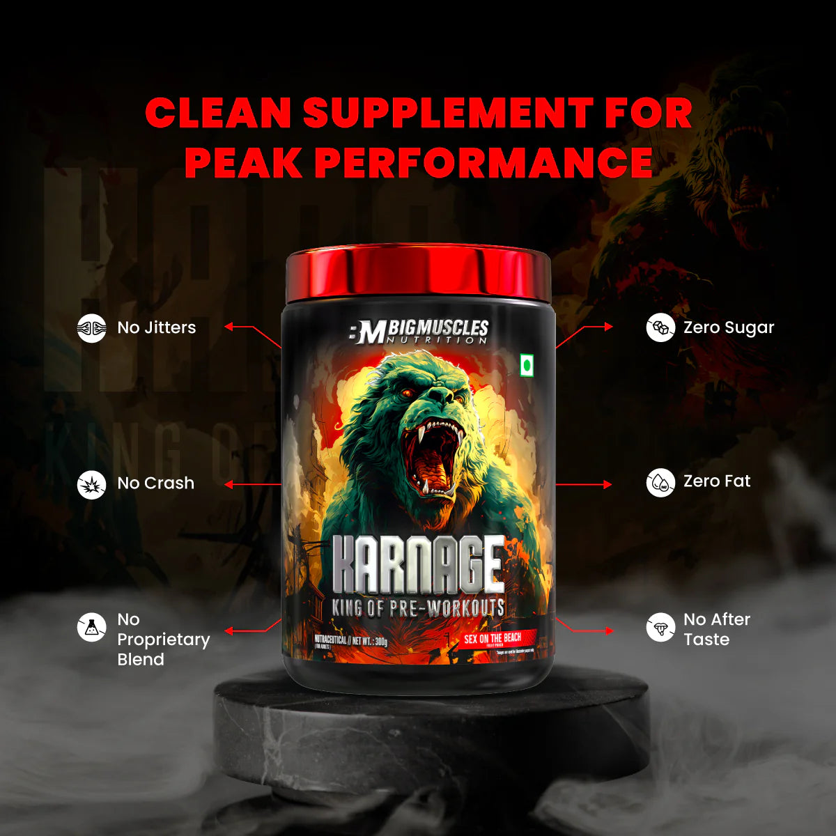 BigMuscle Priworkout Karnage Red 300 Gm