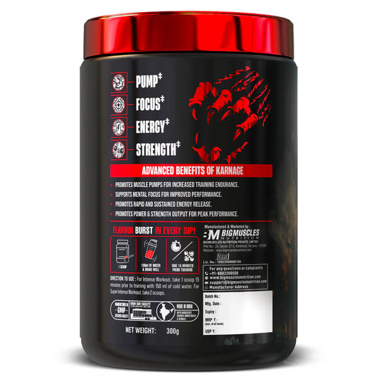 BigMuscle Priworkout Karnage Red 300 Gm