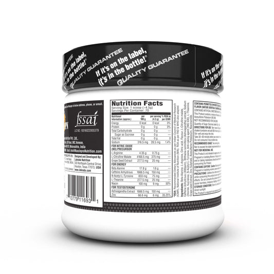 super charge pre-workout concentrate L-Arginine, L-Citrulline Malate, Beta Alanine, Caffeine Anhydrous, Ashwagandha Extract, Zinc