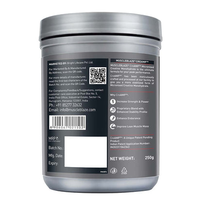 MuscleBlaze Creatine Monohydrate CreAMP, 250 g (0.55 lb)