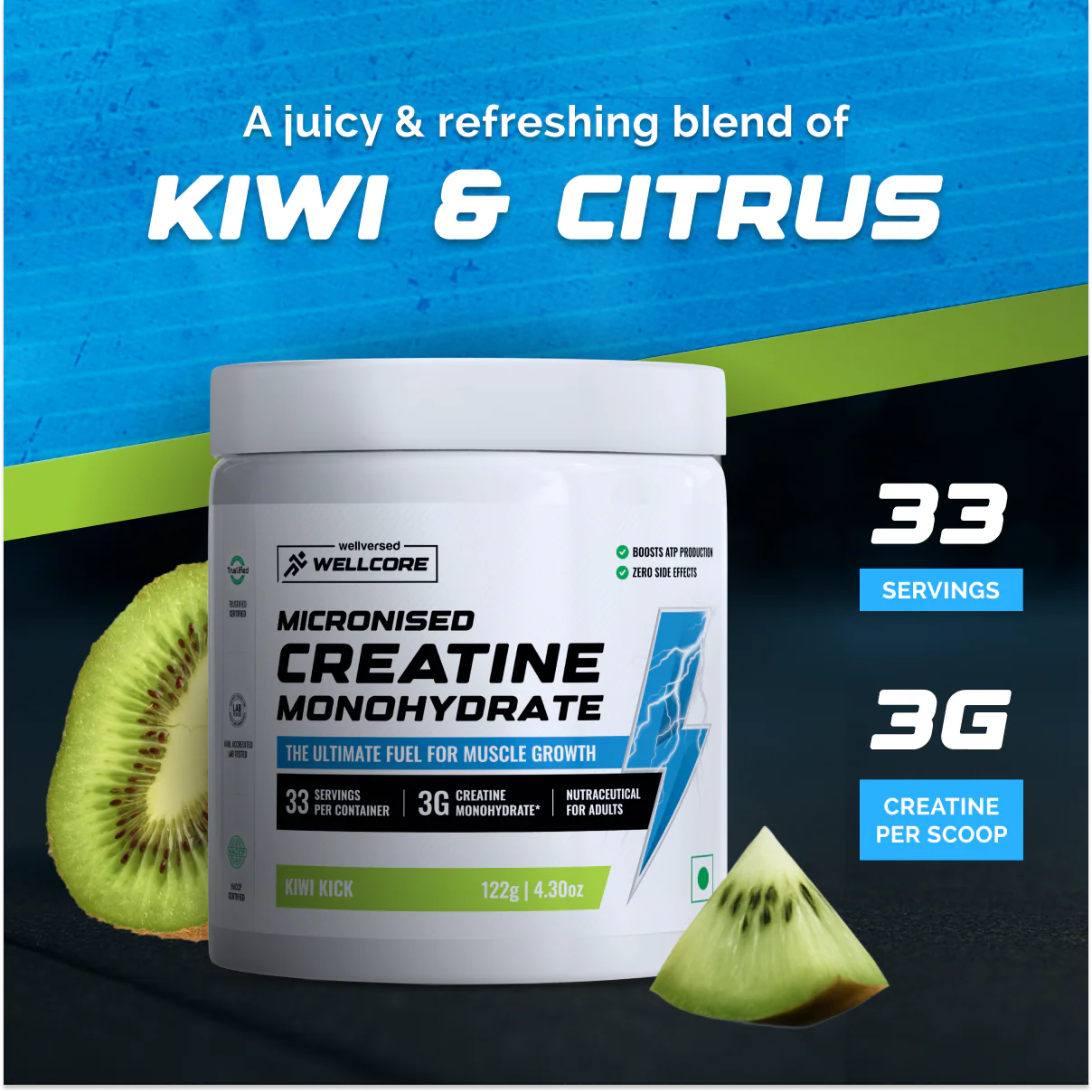 Wellcore - Pure Micronised Creatine Monohydrate Rapid Absorption | Enhanced Muscle Strength & Power | Fast Recovery | Increased Muscle Mass