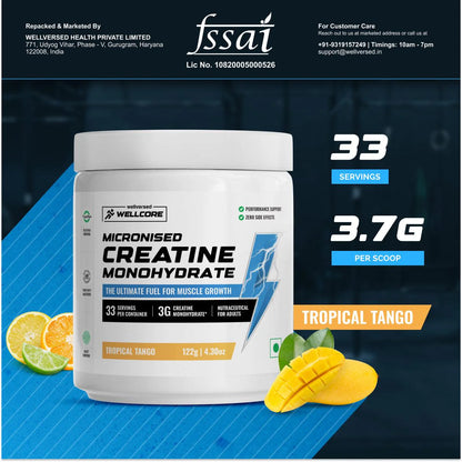 Wellcore - Pure Micronised Creatine Monohydrate Rapid Absorption | Enhanced Muscle Strength & Power | Fast Recovery | Increased Muscle Mass