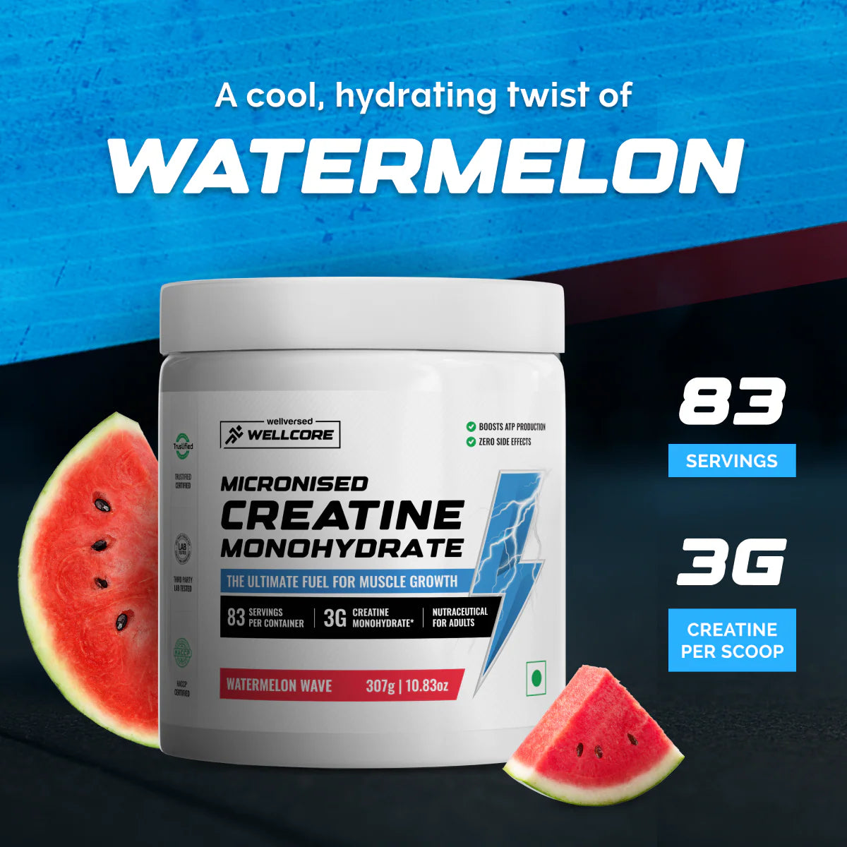 Wellcore - Pure Micronised Creatine Monohydrate Rapid Absorption | Enhanced Muscle Strength & Power | Fast Recovery | Increased Muscle Mass